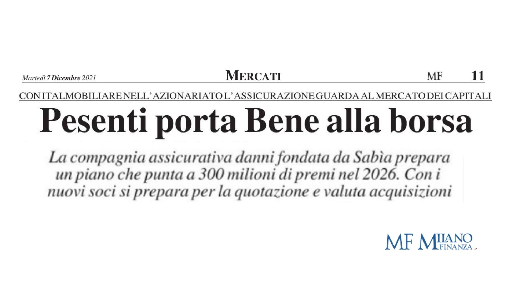 Milano Finanza Intervista Sabìa