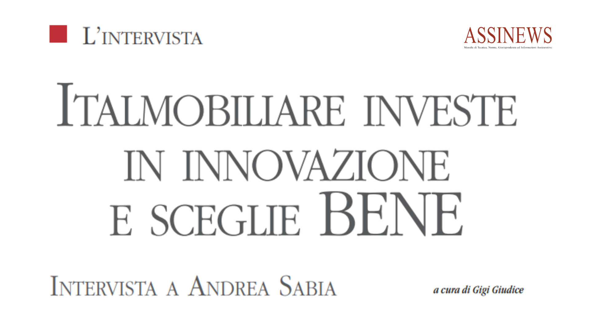 Assinews intervista Andrea Sabìa a margine della presentazione del piano quinquennale.