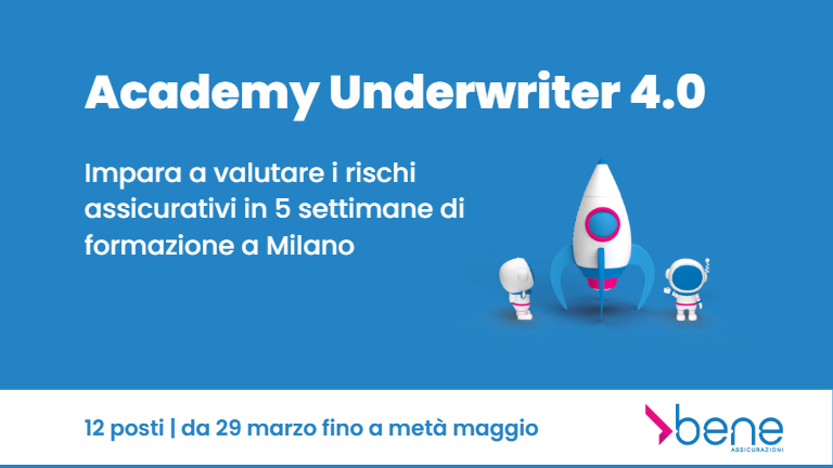 Academy Underwiter 4.0: candidati al percorso formativo promosso da Bene Assicurazioni per formare nuovi assuntori rischi.